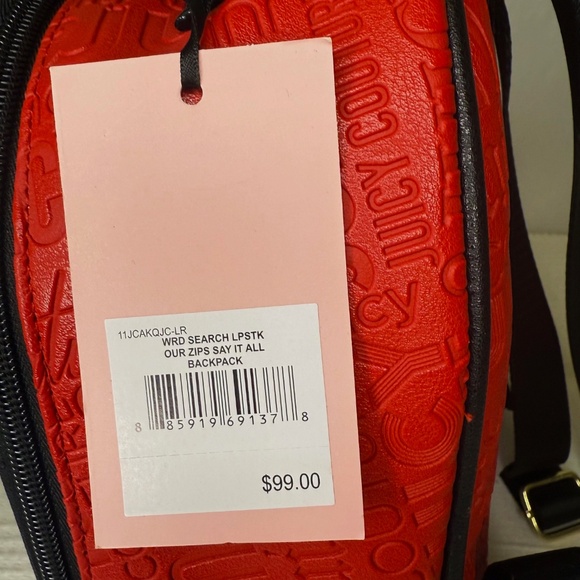 Juicy Couture Word Search Lipstick Red Backpack - Picture 5 of 7